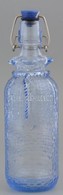 Kék Csatos üveg Palack, Kopásnyomokkal, M: 24 Cm - Glass & Crystal