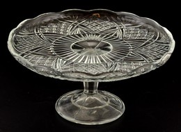 Üveg Tortatál, Kis Kopásnyomokkal, M: 12 Cm, D: 24 Cm - Glass & Crystal