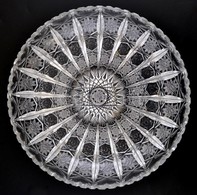 Csiszolt ólomkristály Tál, Hibátlan, Jelzés Nélkül, D:28,5 Cm - Glass & Crystal