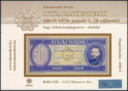 2006 Ritka Bankjegyek 500Ft B Változat Emlék Képeslap - Sin Clasificación