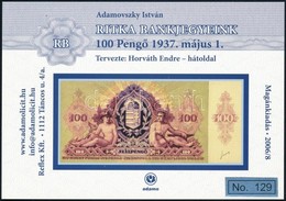 2006 Ritka Bankjegyek 100P Hátoldal Emlék Képeslap - Unclassified