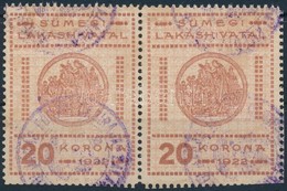 1922 Sümeg Városi Lakáshivatali Bélyeg 20K Pár (22.000) - Ohne Zuordnung