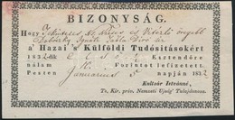 1832 Bizonyság Befizetésről A Nemzeti Újság Számára 16x9 Cm - Unclassified