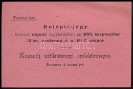 1900 Bp., Vigadó, Belépőjegy A Kossuth Születésnapja Alkalmából Rendezett Emlékünnepélyre - Unclassified