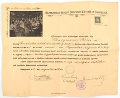 1908 Bp., A Kézimunkára Nevelő Országos Egyesület által Kiállított Oklevél Tanfolyam Elvégzéséről  1 Korona Okmánybélyeg - Ohne Zuordnung