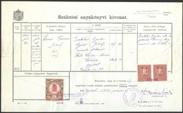 1928 Újpest, Születési Anyakönyvi Kivonat Illetékbélyegekkel - Unclassified