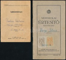 1940-1956 3 Db Okmány (népiskolai értesítő, Munkakönyv, Lakbérkönyv) - Unclassified