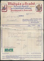 1946 Bp. V., Mátyás és Szabó Fonal-Textil Kereskedelmi Vállalat Díszes Fejléces Számlája Illetékbélyeggel - Unclassified