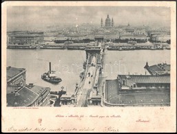 Cca 1900 Budapest, Lánchíd, Belváros, Divald Károly Felvétele 46. Sz., Fotónyomat, 'Óriás Levelezőlap' Hátoldallal, 25x3 - Sonstige & Ohne Zuordnung