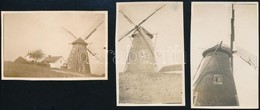 1928 Kiskunfélegyháza, Szélmalom, 3 Db Fotó, 5,5×8,5 Cm / Windmill In Hungary, 3 Photos - Sonstige & Ohne Zuordnung