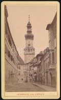 Cca 1890-1900 Soproni Utcarészlet Háttérben A Tűztoronnyal, Keményhátú Fotó, Sopron/Oedenburg, Julius Köhler Műterméből, - Sonstige & Ohne Zuordnung