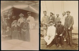 Cca 1900 'Árpád' Hajó Utasai Földközi-tengeri Utazáson, 2 Db Fénykép, 11,5x8,5 Cm - Sonstige & Ohne Zuordnung