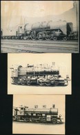 3 Db Régi Mozdonyokat ábrázoló Fotó, 9×11 és 11×17 Cm Közötti Méretekben - Other & Unclassified