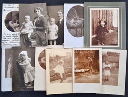 1914-1916 Vegyes Gyerekfotó Tétel, 10 Db Fotólap és 1 Db Fotó, 9x14 Cm és 8x11 Cm Közötti Méretben - Other & Unclassified
