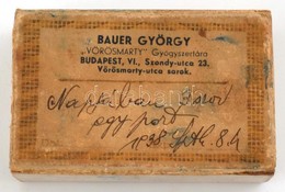 Bauer György 'Vörösmarty' Gyógyszertára (Bp. VI. Szondi Utca) Kartondoboza, 4×7×2 Cm - Werbung