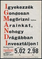 Igmándi Keserűvíz- Kisplakát, 24×17 Cm - Advertising