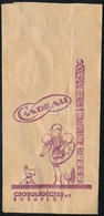1930 Cadeau Csokoládégyár Rt. Budapest Papírzacskója, Hátoldalon A Saját Kezelésű Fiókok Listájával - Werbung