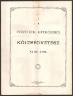 1917 A Pesti Izraelita Hitközség Költségvetése Az 1917. évre - Otros & Sin Clasificación