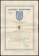 1939 Izraelita ügyvéd Budapesti Illetőségi Bizonyítványa. - Other & Unclassified