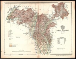 1897 Nyitra Vármegye Térképe, Tervezte: Gönczy Pál, Készült: Posner Károly Lajos és Fia, 24×30 Cm - Otros & Sin Clasificación