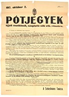 1917 Pótjegyek éjjeli Munkások, Szoptató Nők Stb. Részére - Nagyméretű Plakát, Szakadással + Liszt- és Kenyérjegyek - Unclassified