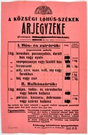 1918 Bp. IX., A Községi Lóhússzékek árjegyzéke, Hirdetmény, Hajtott, 63×39 Cm - Sin Clasificación