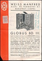 1935 A Weiss Manfréd Acél- és Fémművei Rt. Globus BD. III. Kétaknás Kazán Reklámlapja - Unclassified