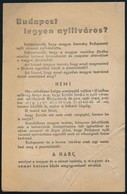 1945 'Budapest Legyen Nyílt Város?' - Nyilas Röplap - Ohne Zuordnung