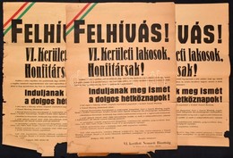 1956 Bp., Felhívás! VI. Kerületi Lakosok, Honfitársak, 3 Db Rossz állapotú Plakát, 52×40 Cm - Sonstige & Ohne Zuordnung