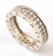 Ezüst(Ag) Apró Kövekkel Kirakott Gyűrű, Bulgari Jelzéssel, Méret: 58, Bruttó: 7,6 G - Other & Unclassified