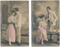 ** * 11 Db RÉGI Sport Fotó és Képeslap Motívum: Tenisz / 11 Pre-1945 Sport Motive Photos And Postcards: Tennis - Unclassified