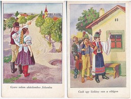 ** 4 Db RÉGI Használatlan Magyar Népviseletes Művészlap / 4 Pre-1945 Unused Hungarian Folklore Art Postcards - Unclassified