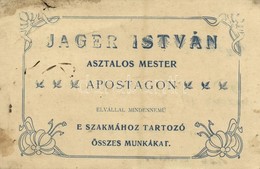 ** T2/T3 Apostag, Jager István Asztalos Mester Reklámlapja (non PC) (fl) - Sin Clasificación