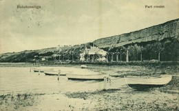T2 1918 Balatonaliga (Balatonvilágos), Balaton Part Részlet, Csónakok A Kikötőben, Sziklafal - Unclassified