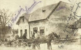 T2 1925 Besenyőtelek, Veres Márton üzlete, Lovaskocsik. Photo - Dr. Keönch (Köncs) Boldizsár (FTC/Fradi Alelnöke) Levele - Ohne Zuordnung