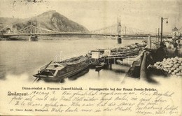 T2/T3 1901 Budapest, Ferenc József Híd, Duna Részlet, Uszályok, Rakpart. Ganz Antal 27. (EK) - Ohne Zuordnung