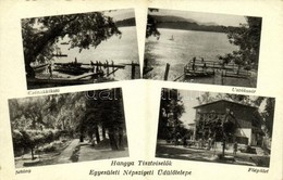 T2 1938 Budapest IV. Népsziget, Hangya Tisztviselők Egyesülete üdülőtelep, Csónakkikötő, úszókosár, Sétány, Főépület - Ohne Zuordnung