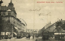 T2/T3 1906 Budapest V. Károly Körút, Villamos, Schwartz Simon üzlete, Duna Gyógyszertár, Lovasrendőr (EK) - Unclassified