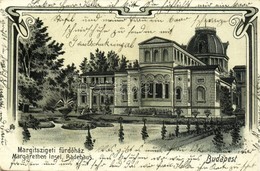 T3 Budapest XIII. Margitszigeti Fürdőház. Art Nouveau, Litho  (szakadás / Tear) - Unclassified