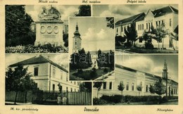 T2/T3 1942 Derecske, Hősök Szobra, Református Templom, Polgári Iskola, M. Kir. Járásbíróság, Községháza. Vitéz Kun Mikló - Unclassified