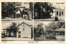 T2 Esztergom, Esztergom-Tábor; Főkapu, Színházi épület, Vasútállomás, Park + '1936 ESZTERGOM - BUDAPEST 218 A' Vasúti Mo - Ohne Zuordnung