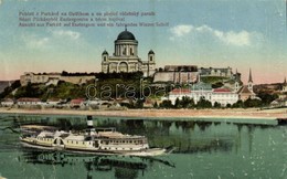 * T2/T3 1924 Esztergom, Nézet Párkányból (Stúrovo) Esztergomba A Bécsi Hajóval, 'Zsófia' Oldalkerekes Személyhajó, Gőzha - Ohne Zuordnung