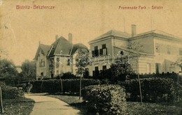 * T2/T3 1908 Beszterce, Bistritz, Bistrita; Promenade Park / Sétatér, Nyaraló. W. L. (?) No. 404. Kiadja M. Haupt / Prom - Ohne Zuordnung