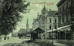 T3 1916 Brassó, Kronstadt, Brasov; Rezső Körút, Kávéház Terasza / Street View, Café Terrace (fa) - Sin Clasificación