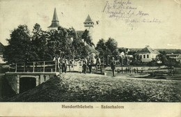 T2/T3 1917 Százhalom, Szászhalom, Hundertbücheln, Hondrubechi, Movile; Szász Evangélikus Erődtemplom, Híd / Lutheran For - Ohne Zuordnung