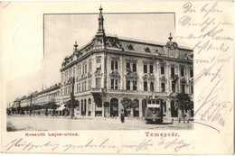 T2/T3 1903 Temesvár, Timisoara; Kossuth Lajos Utca, Takarékpénztár, Villamos / Street View, Savings Bank, Tram (EK) - Unclassified