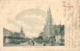 * T2/T3 Temesvár, Timisoara; Bonnáz Utca. Templom / Bonnáz-Gasse / Street View, Church (apró Szakadás / Tiny Tear) - Unclassified