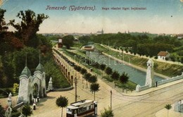 * T3 1916 Temesvár, Timisoara;  Gyárváros, Béga Részlet Liget Bejárattal, Villamos, Híd / Fabric, Bega Riverside, Tram,  - Ohne Zuordnung