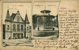 T2/T3 1905 Kassa, Kosice; MÁV Indóház, Vasútállomás, Széchenyi Rét, Zenepavilon. László Béla Kiadása / Railway Station,  - Other & Unclassified