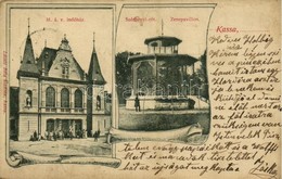 T2/T3 1905 Kassa, Kosice; MÁV Indóház, Vasútállomás, Széchenyi Rét, Zenepavilon. László Béla Kiadása / Railway Station,  - Sonstige & Ohne Zuordnung